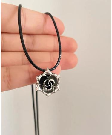 Buy Oralgo's Colorful Flower-Shaped Necklace | Irregular Sun Trailer | Black Rope Collarbone Chain - Stylish Leather Cord Alloy Jewelry - Buy Online on GoSupps.com