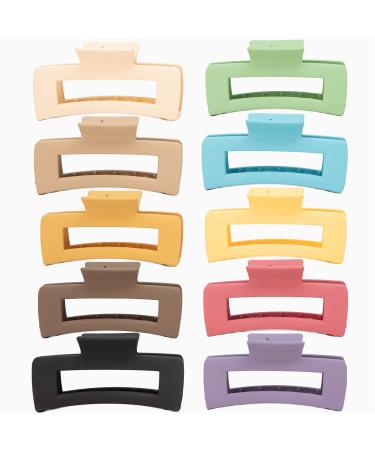 10 Pack 4.2 Large Hair Clips Claw Clips Hair Clips for Women & Girls 10 Colors Strong Hold Matte Claw Hair Clips for Women Thick Hair & Thin Hair 90's Vintage Hair Clip 10 Piece Assortment multiple colors
