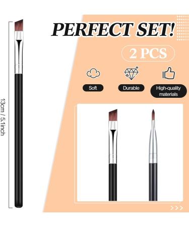 Angled Eyeliner Brush Set - Slanted Flat Angle Eye Liner & Eyebrow Brush Duo for Precision Makeup Application - Synthetic Bristles for Gel, Powder, Liquid, Cream Liners - Black - Buy Online on GoSupps.com