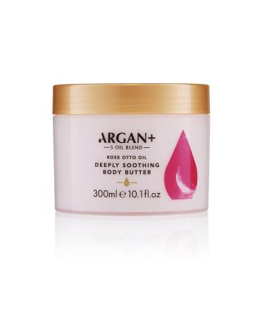 Argan+ Deeply Soothing Body Butter Rose Otto Oil Vegan Moisturising Body Cream 300ml