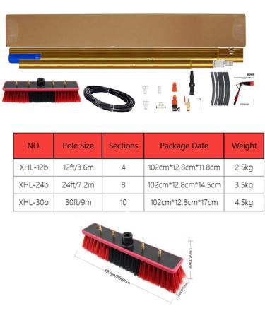 Water Fed Extendable Telescopic Window Cleaning Pole Window Cleaner Kit 3.6m/7.2m/9m Extended Cleaning Brush 35cm Brush Head 30FT/9M - Buy Online on GoSupps.com