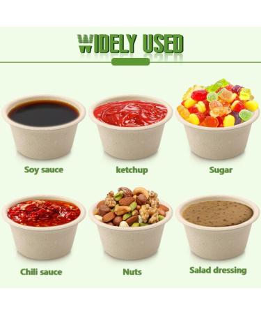 60 Sets 2oz Natural Bagasse Fiber Condiment Cups with Lids - Compostable & Disposable Sauce Containers for Snacks - Eco-Friendly Sample Cups - Buy Online on GoSupps.com