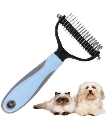 OYANTEN Pet Grooming Brush,Dog Dematting Tool,Dematting Shedding Comb,Double-Sided Undercoat Rake for Dogs & Cats(Blue
