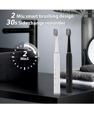 Shop Sonic Electric Toothbrush for Adults - 6 Brush Heads Travel Case 30-Day Battery Life 3 Modes & Smart Timer - Black - Buy Online on GoSupps.com