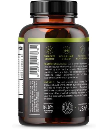 Men's Hair Growth Supplement for Hair Loss & Regrowth - Biotin, Kelp, Bamboo & More - 60 Count - Buy Online on GoSupps.com