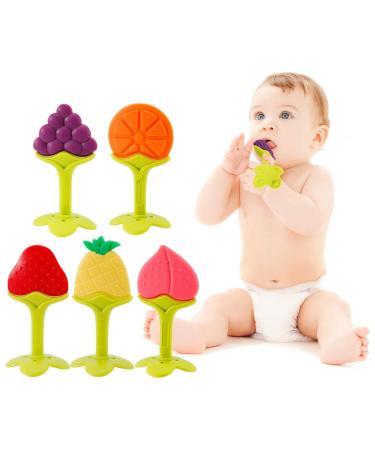 NASHRIO Baby Teething Toys Pack of 5 - BPA Free Silicone Teethers for Newborns - Natural, Organic, and Freezer Safe - Perfect Baby Shower Gift - Buy Online on GoSupps.com