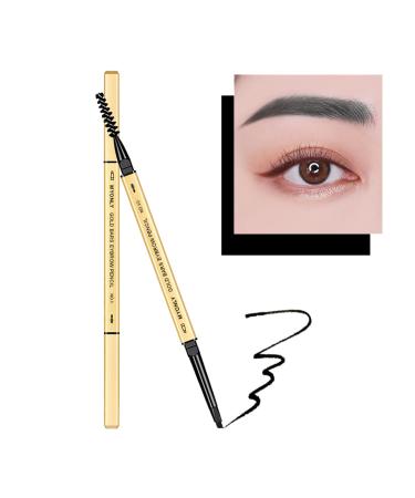Eyebrow Pencil Dual-Sided Eye Brow Pencil Fine Tip Rapid Brow Precise Sweatproof Brow Pen with Brow Combs Fills Brows Makeup Cosmetic Tool For Beginners (01# Black)