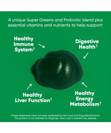 Goli SuperGreen Gummy Vitamin - 60 Count | Plant-Based, Vegan, Gluten-Free & Gelatin Free - Essential Vitamins and Minerals for Optimal Health - Buy Online on GoSupps.com
