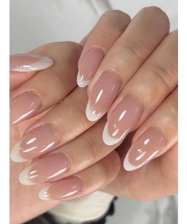 24pcs Minimalist French Nail Ombre Light Pink Nail Premium Press on Nails Gel Fake Nails Handmade Press-on Nails Fake Nails For Women Girl - Buy Online on GoSupps.com