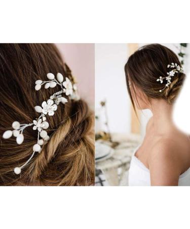 Bridal Jewelry | IYOU Silver Pearl Wedding Hair Vine & Floral Headband | Hair Accessories for Women & Girls - Buy Online on GoSupps.com