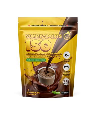 Yummy Sports Whey Protein Powder Isolate - 27g Protein Per Serving - Grass Fed Fast Absorbing Protein - Vegan Zero Sugar Keto Friendly Protein Supplement - 30 Servings 2 LBS - Milk Chocolate