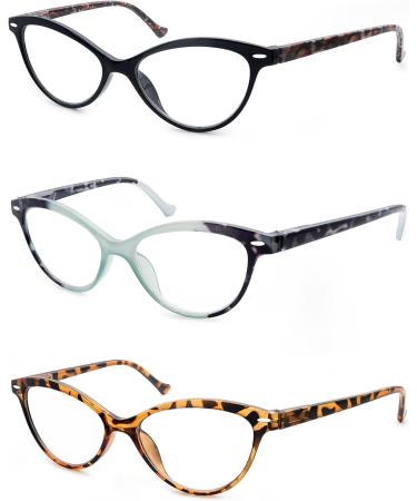 MODFANS Set of 3 Reading Glasses for Women - High Quality Cat Eye +2.00 - Comfortable and Stylish Reading Aid - Buy Online on GoSupps.com