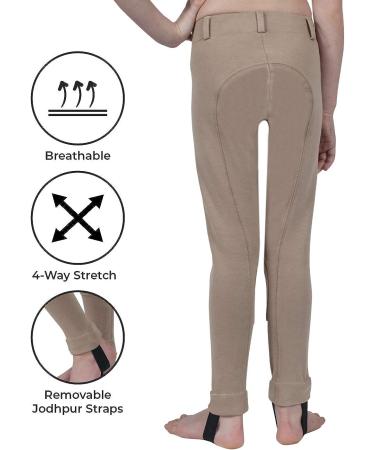 ELATION Girls Red Label Classic Duff Tan Riding Pants | Duff 4 Breeches - Buy Online on GoSupps.com