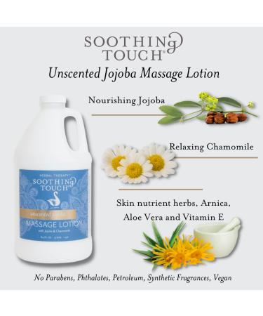 Soothing Touch Unscented Jojoba Massage Lotion with Arnica Flower & Aloe Vera - 1 Gallon | Deeply Moisturizing, Repairs Dry Skin, Rich Nutrients | Ideal Glide for Professional Massage - Buy Online on GoSupps.com