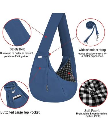 FDJASGY Small Pet Sling Carrier- Hands Free Reversible Papoose Bag with Safety Belt for Dog Cat - Navy Blue - Buy Online on GoSupps.com