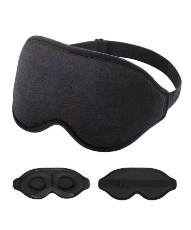 Sleep Eye Mask for Men Women 3D Contoured Cup Eye mask Blindfold with Adjustable Strap Concave Molded Night Sleep Mask for Travel Meditation (Black)