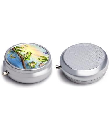Portable Frog Print Pill Box - 3 Compartment Travel Pill Organizer for Purse & Pocket - Buy Online on GoSupps.com