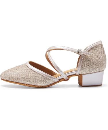 Champagne Glitter Ballroom Dance Shoes for Women - Low Heel Salsa Latin Wedding Party - HXYOO S11-1 - Buy Online on GoSupps.com