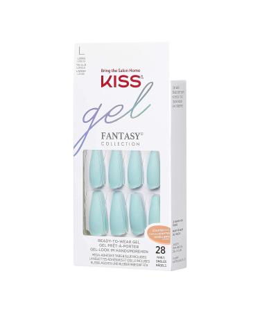 KISS Gel Fantasy Press-On Sculpted Gel Nails - Back It Up - Teal - Long - High Arch - Nail Kit with Pink Gel Glue, Manicure Stick, Mini Nail File - 28 Fake Nails - Buy Online on GoSupps.com
