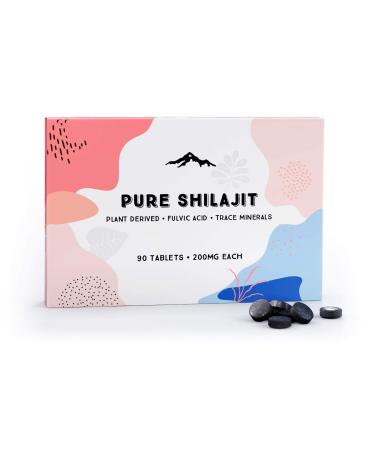 Pure Shilajit Tablets 90ct. (200mg Each) - Plant Derived Fulvic Minerals for Metabolism and Immune System Support 90 Count (Pack of 1)