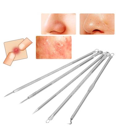 Shop 5pcs Stainless Steel Blackhead Removal Tool Set - Double-Ended Acne & Pimple Tool for Effective Skin Care - Buy Online on GoSupps.com