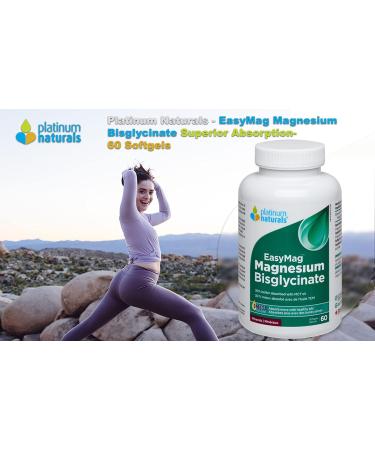 Platinum Naturals EasyMag Magnesium Bisglycinate 60 Softgels - Enhanced Absorption Formula - Buy Online on GoSupps.com