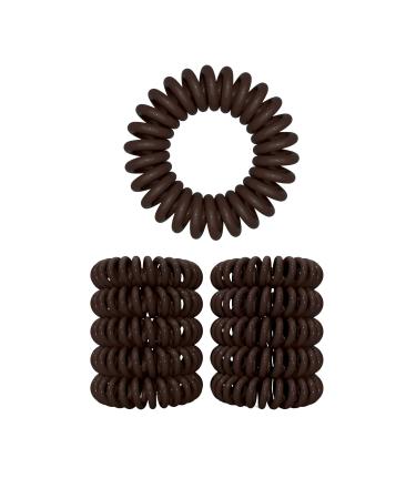 10 Set spiral hair tie - hair tie for less split and broken hair - hair tie spiral for fine hair parts - telephone cable spiral hair rubber dark brown 3.5 cm 10 pieces (1 Pack) dark brown