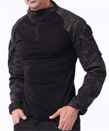 HARGLESMAN Men's Tactical Military Suit Long Sleeve Army Uniform with Knee Pads - Black Camo | Size Medium - Buy Online on GoSupps.com