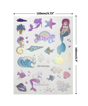 Ooopsi Mermaid Party Supplies Temporary Tattoos - 7 Large Sheets, 100+ Glitter Styles | Mermaid Party Favors for Kids Girls - Buy Online on GoSupps.com