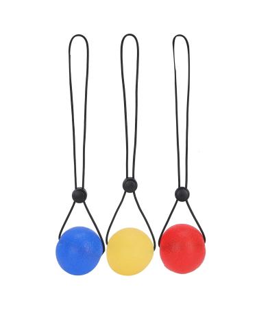 Secure Stress Balls on a String 3 Pieces Hand Exercise Balls - Ideal for Stress Relief Strengthening Hand Training Elderly Rehabilitation Training & Massage Silicone Squeeze Balls