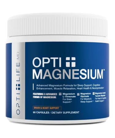 Opti + Triple Magnesium Complex Supplement | Magnesium L-Threonate Glycinate & Acetyl Taurate Complex Blend | Brain Support for Memory and Focus* | 90 Capsules/30 Servings