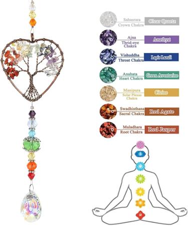 Tree of Life Heart Chakra Quartz Gemstone Suncatcher - Spiritual Gifts for Women - Buy Online on GoSupps.com