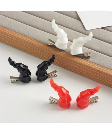 xbiez 1pair Devil Horn Shape Hairpins Hot Girls Goth Duckbills Hair Clip Halloween Goth Ponytail Braids Hair Clip for Woman Red - Buy Online on GoSupps.com