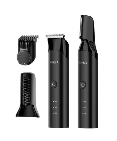 YIRISO Body Hair Trimmer for Men - Electric Ball Trimmer/Shaver, Waterproof Male Hygiene Razor with 2 Interchangeable Heads for Pubic Hair Grooming, and Groin Area Shaving, Men's Gift 2 IN 1 Trimmer
