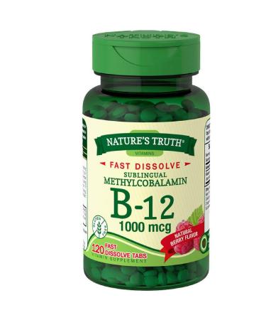 Nature's Truth Vitamin B-12 1000 mcg Fast Dissolve Tablets Natural Berry Flavor 120 ea (Pack of 2)