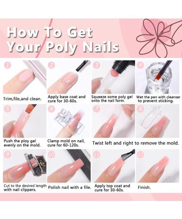 Poly Extension Gel Nail Kit - White Nude Pink Builder Gel with Slip Solution & Dual Forms for DIY Nail Art at Home | Perfect Beginner Kit - Buy Online on GoSupps.com