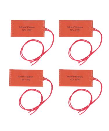 4 Pack Silicone Heating Mat Rubber Heating Pad 12V 15W Heating Blanket Flexible Mat Constant Temperature 200 Max (50X100mm)