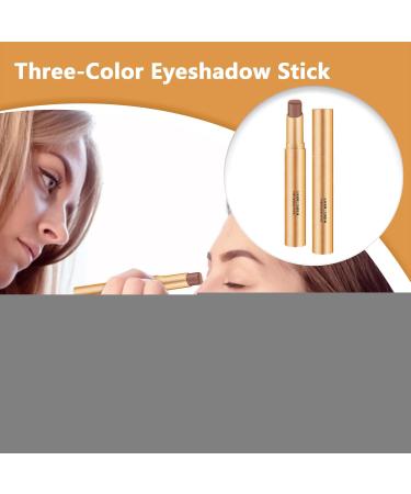Cream Eyeshadow Stick Shimmer Eyeshadow Stick | Gradient 3-Color Eyeshadow Shimmer Waterproof Honeshadow for - glitter eyeshadow stick for - Buy Online on GoSupps.com