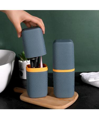 Katmerio Travel Toothbrush Set - 3-Piece Portable Toothbrush Holder & Cleaning Cup for Camping Hiking Business Trips & Home - Buy Online on GoSupps.com