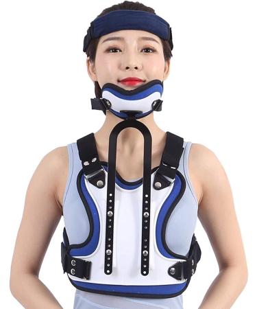JLASDR neck protection Neck Brace Collar Cervical Neck Traction Device | Adjustable back smooth and pain relief from the neck back & Blu