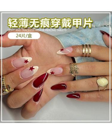 24Pcs/Set Press On Nails Brown five pointed star European and American sweet cool style False Nails Acrylic Fake Nails Full Cover Nails Artificial Finger Manicure Press on nails for Women and Girls - Buy Online on GoSupps.com