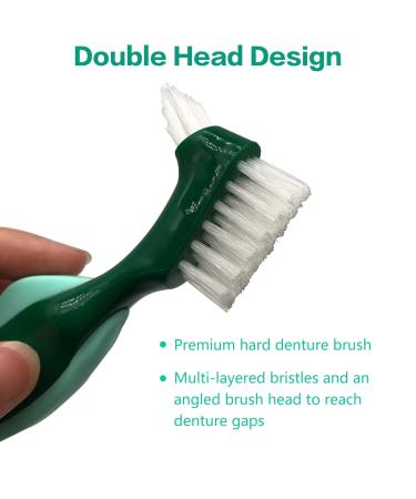 Premium Hard Denture Brush Toothbrush with Carrying Case - Pack of 6 | Multi-Layered Bristles & Portable Double Sided Brush for Denture Care - Buy Online on GoSupps.com