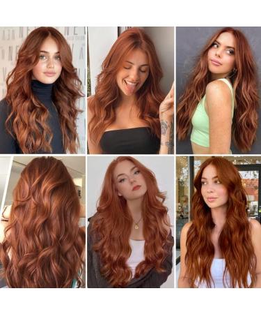 Porsmeer Copper Red Wavy Natural Art Hair Wig for Women | Middle Parting Cosplay & Party Wig - Perfect for Costumes & Daily Wear - Buy Online on GoSupps.com
