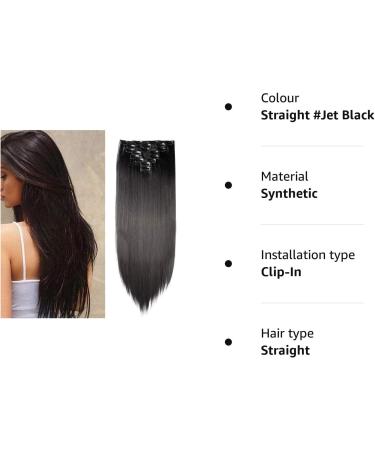 8PCS Clip in Hair Extensions - Jet Black 24inch Synthetic Hair Piece for Full Head - Buy Online on GoSupps.com