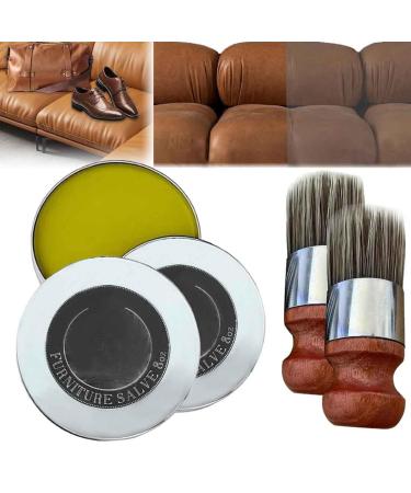 Wise Owl Furniture Salve Wise Owl Furniture Salve for Leather Leather Salve for Furniture with Brush Leather Salve Boar Bristle Brush Home Restoration Salve Leather to Prevent Dryness Cracking(2Pcs)