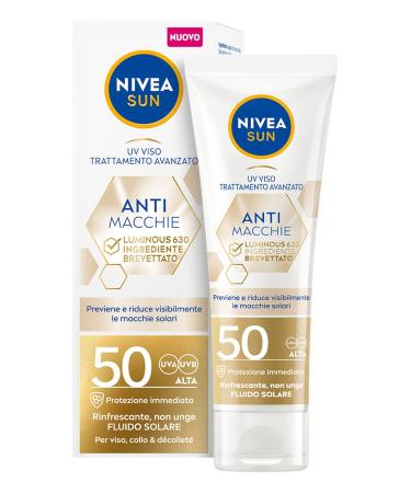 Nivea Sun UV face cream anti-spots luminous fp50 40 ml sunscreen for the face with hyaluronic acid and vitamin E facial lotion with light protection factor FP50