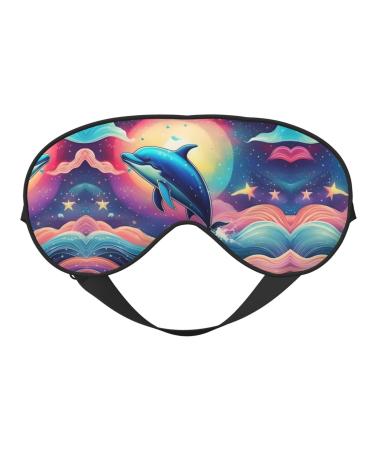Colorful Starry Sky Ocean Dolphin Print Ultra-Soft Light-Blocking Eye Mask for Optimal Comfort and Restful Sleep
