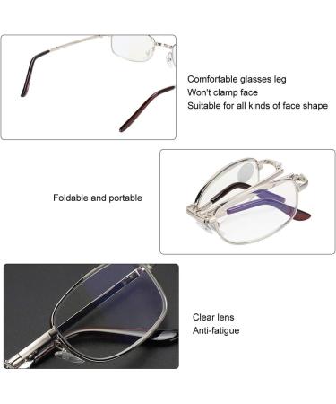 Portable Blue Light Blocking Reading Glasses for Presbyopia - Compact Folding Silver Frames with Case | Shop Internationally - Buy Online on GoSupps.com
