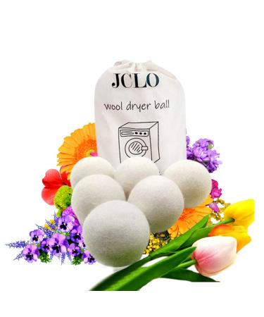 Wool Dryer Balls - 6-Pack - XL Premium Natural Fabric Softener - Wool Balls Replaces Dryer Sheets - Wool Balls for Dryer - Laundry Balls for Dryer JCLO XL 6-Pack
