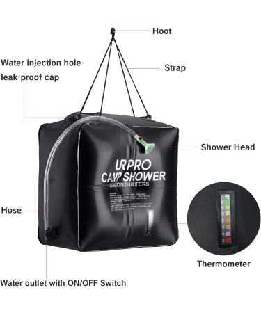 URPRO 10 Gallons Solar Shower Bag - Outdoor Camping & Hiking Hot Water Heater 45C - Buy Online on GoSupps.com